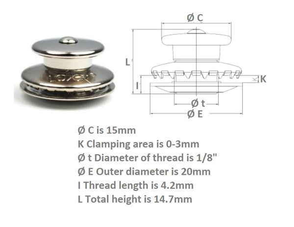 Loxx fastener upper part large cap Retro brass nickel plated