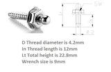 Loxx fastener screw stud 4.2mm x 12mm brass nickel plated