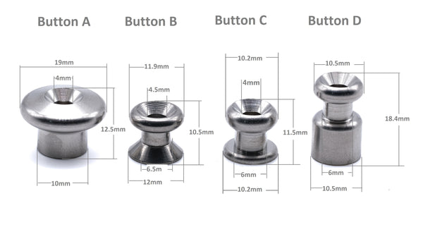 Stainless steel lacing button for bungee cord