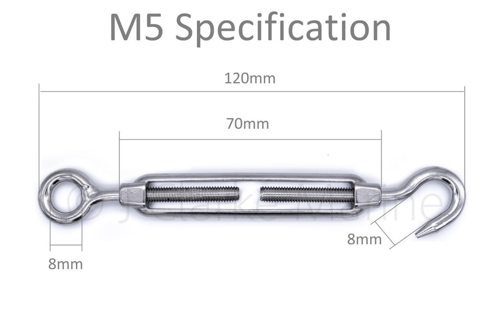 M5 8MM Hook And Eye Turnbuckle Stainless